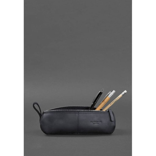Шкіряний пенал-несесер (футляр для окулярів) 4.0 Темно-синій Crazy Horse