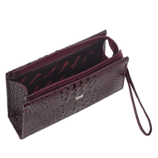 Шкіряна косметичка Desisan 2-3039 бордо кроко