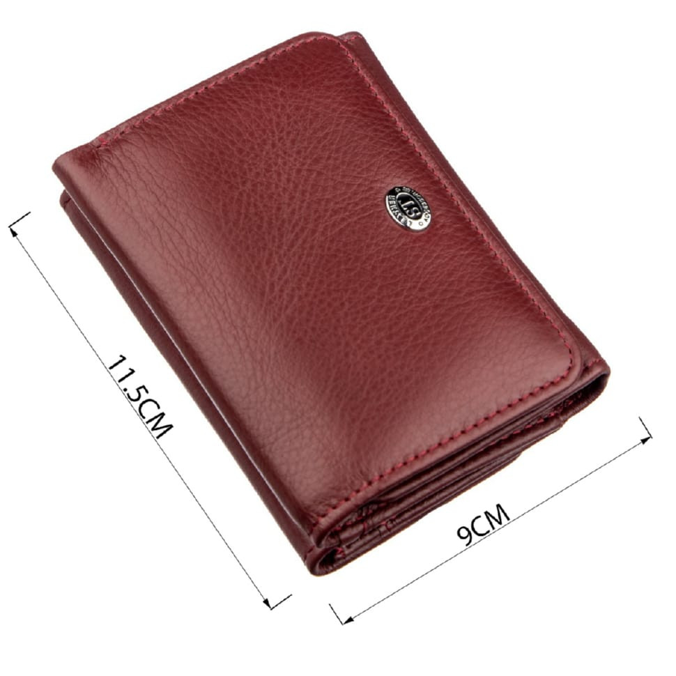 Компактный женский бумажник на кнопке ST Leather 18885 Темно-красный
