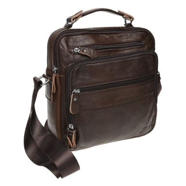 Мужская кожаная сумка на плечо Borsa Leather K15112-brown