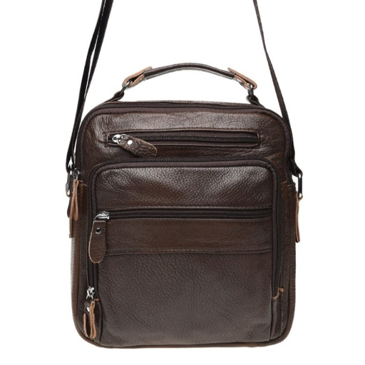 Чоловіча шкіряна сумка на плече Borsa Leather K15112-brown