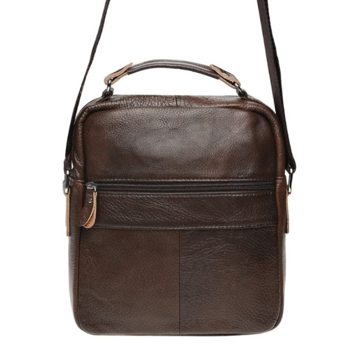 Чоловіча шкіряна сумка на плече Borsa Leather K15112-brown