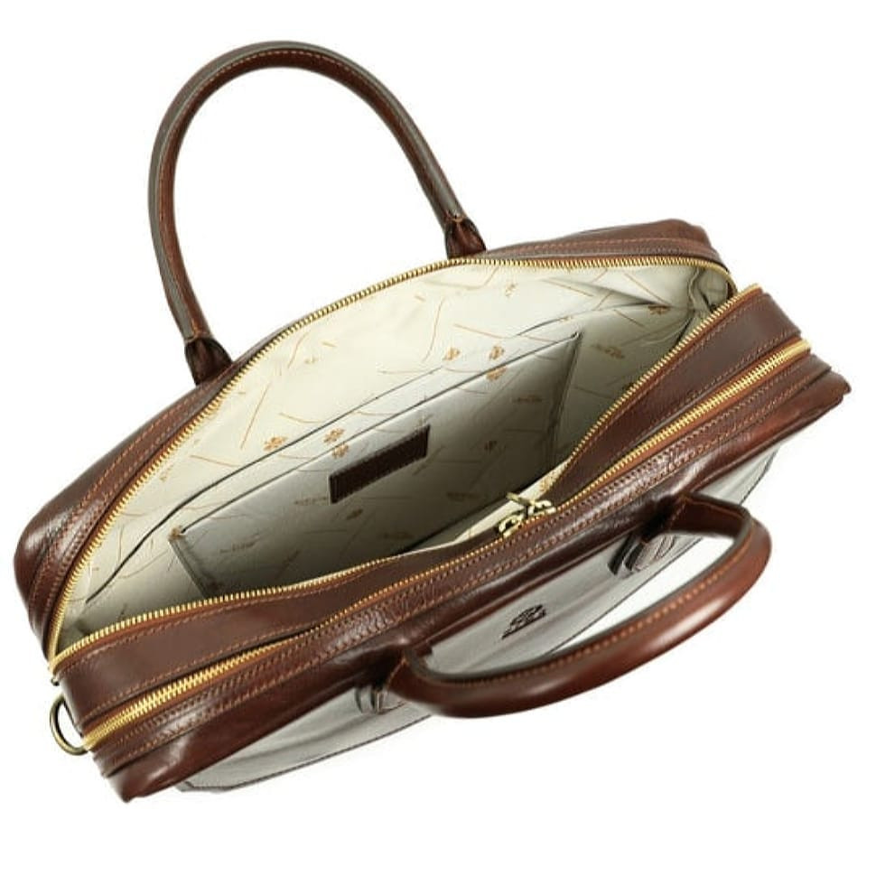 Великий шкіряний портфель для ноутбука - nostromo - коричневий