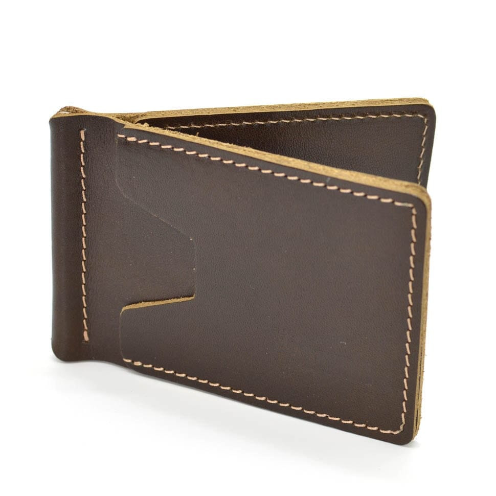 Шкіряний затискач для грошей мякий коричневий GQw-hold-001 TARWA