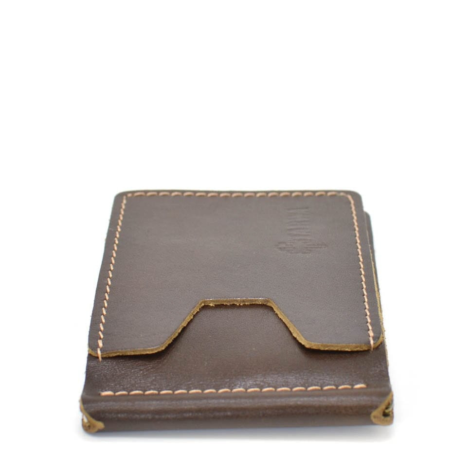 Шкіряний затискач для грошей мякий коричневий GQw-hold-001 TARWA