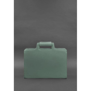 Women's leather bag for laptop and documents turquoise