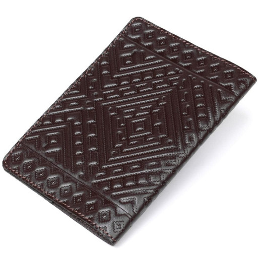 Шкіряна обкладинка на паспорт з ромбами SHVIGEL 13974