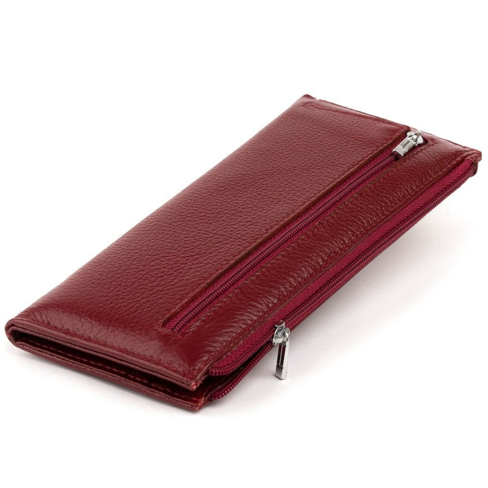 Горизонтальный тонкий кошелек из кожи женский ST Leather 19326 Бордовый