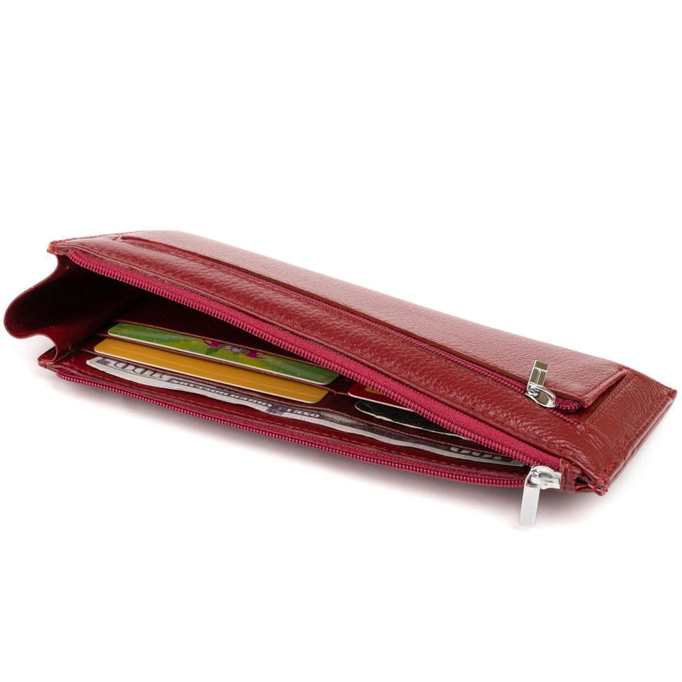 Горизонтальный тонкий кошелек из кожи женский ST Leather 19326 Бордовый