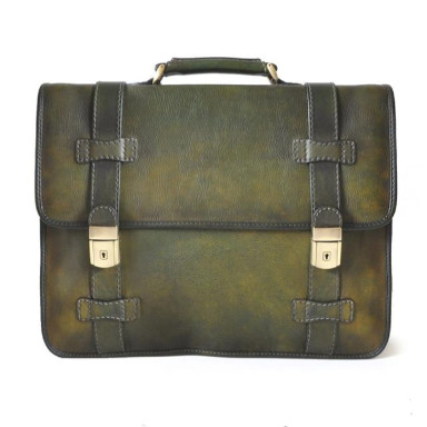 Pratesi BVS500 - Briefcase Vallombrosa in cow leather Bruce Dark Green