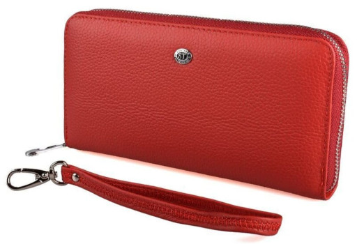 Шкіряне вінтажне жіноче портмоне GRANDE PELLE 11470 Червоний