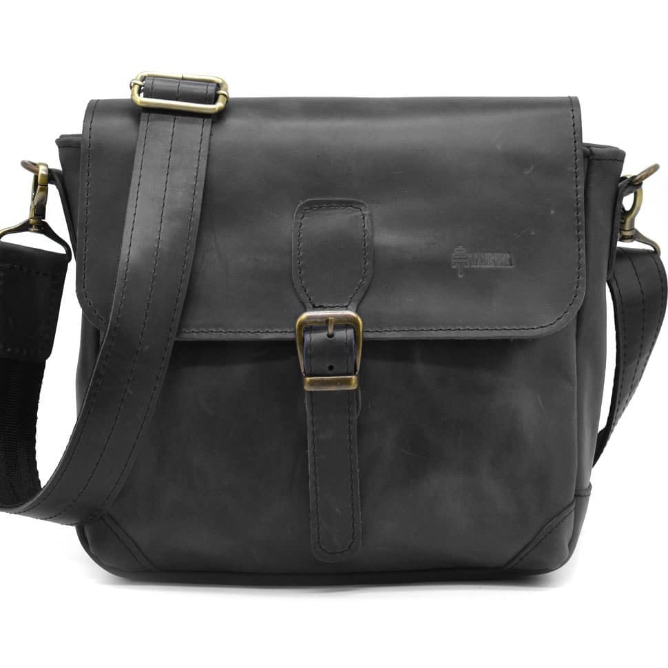 Black leather shoulder bag RA-1309-3md TARWA