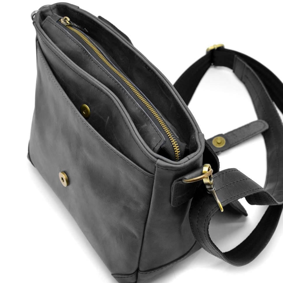 Black leather shoulder bag RA-1309-3md TARWA