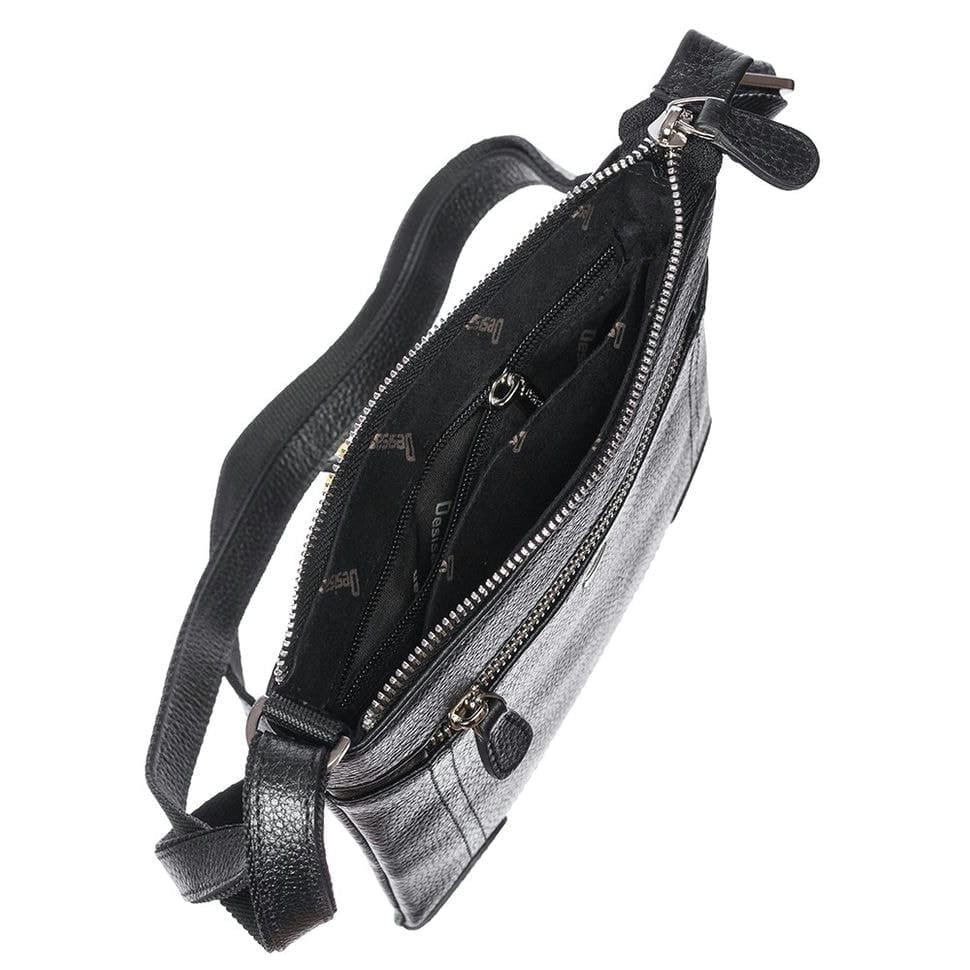 Барсетка м'яка шкіряна DESISAN 1352-01 чорний дрібний флотар