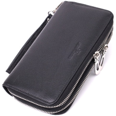 Чоловічий клатч на два відділення із натуральної шкіри ST Leather 22531 Чорний