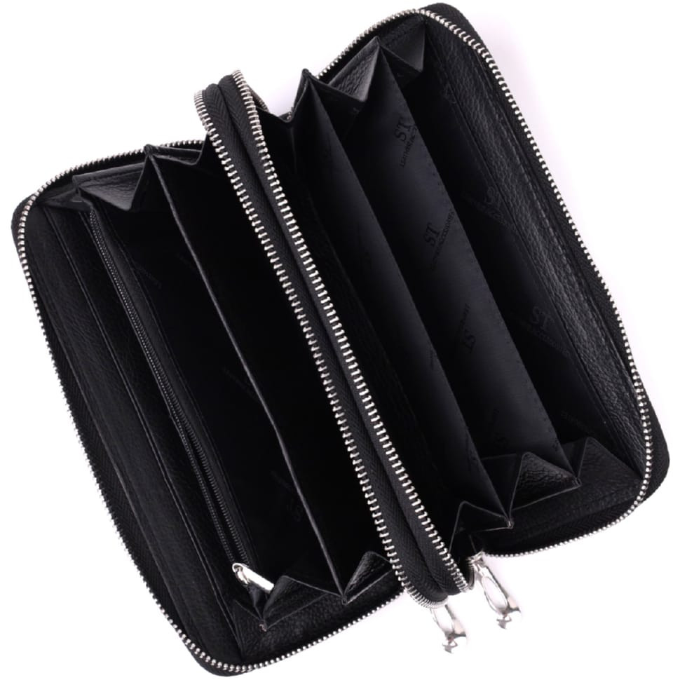 Мужской клатч на два отделения из натуральной кожи ST Leather 22531 Черный