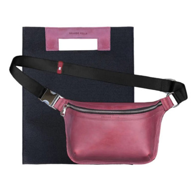 Leather waist bag Grande Pelle 743661 burgundy