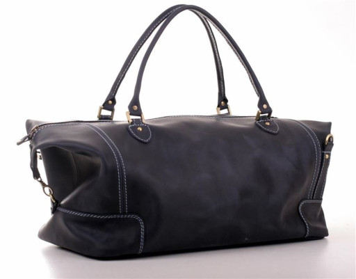 Сумка-саквояж дорожня шкіряна темно-синя Mtravel_2 Manufatto