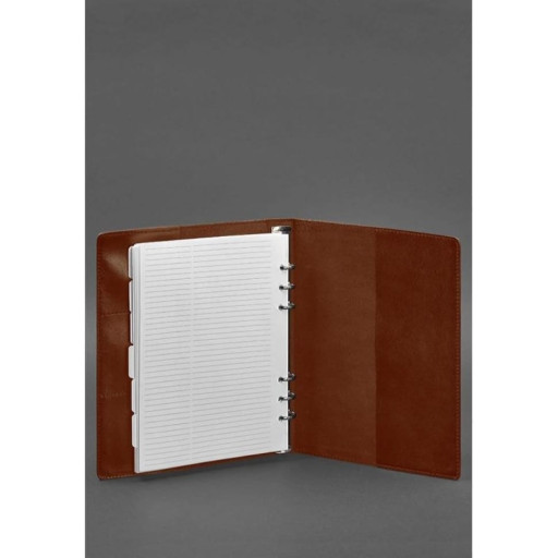 Шкіряний блокнот на сегрегаторі (м'яка обкладинка на кільцях) 13.0 світло-коричневий
