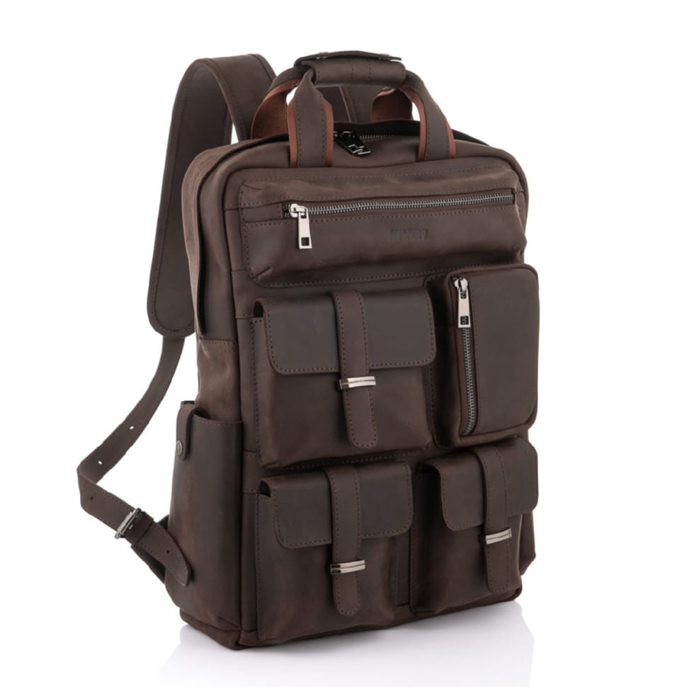 Брутальний чоловічий рюкзак з кишенями з кінської шкіри Newery N3081KC