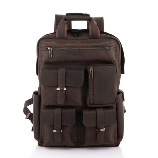 Брутальний чоловічий рюкзак з кишенями з кінської шкіри Newery N3081KC