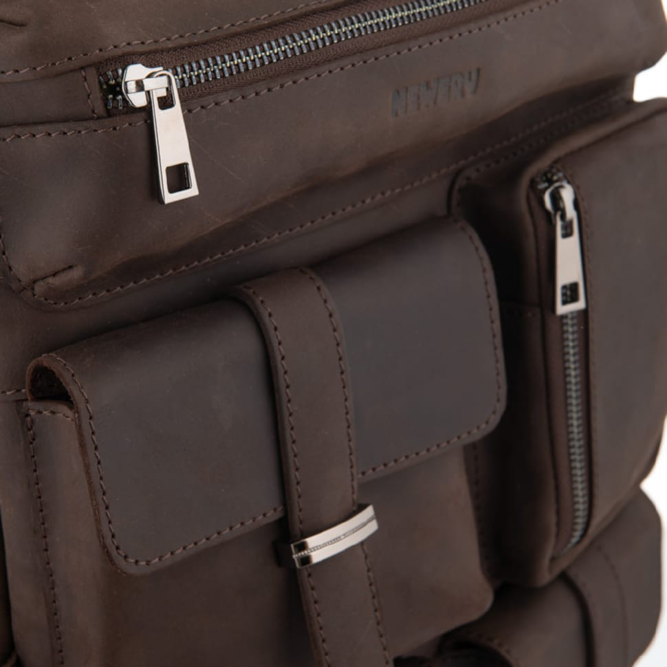 Брутальний чоловічий рюкзак з кишенями з кінської шкіри Newery N3081KC