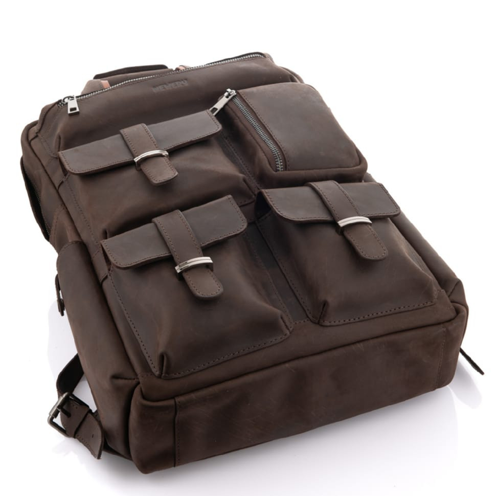 Брутальний чоловічий рюкзак з кишенями з кінської шкіри Newery N3081KC