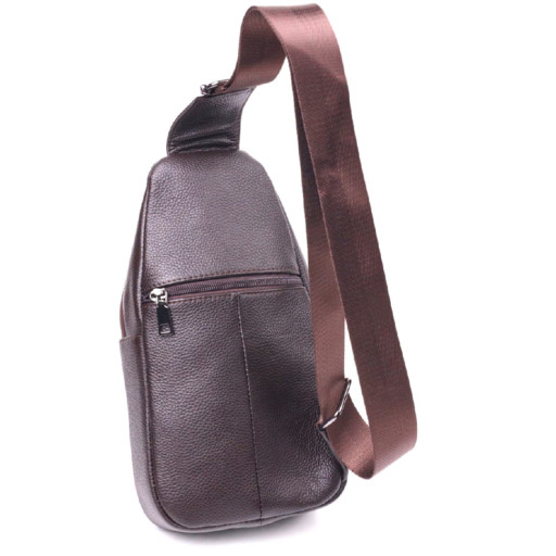 Сумка слінг чоловіча з натуральної фактурної шкіри 21401 Vintage Коричневий