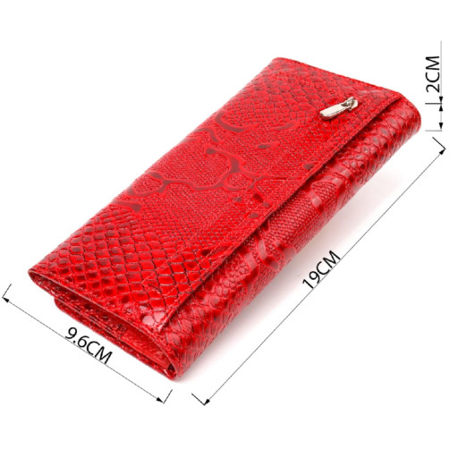 Яскравий гаманець лакований для жінок з натуральної фактурної шкіри CANPELLINI 21610 Червоний