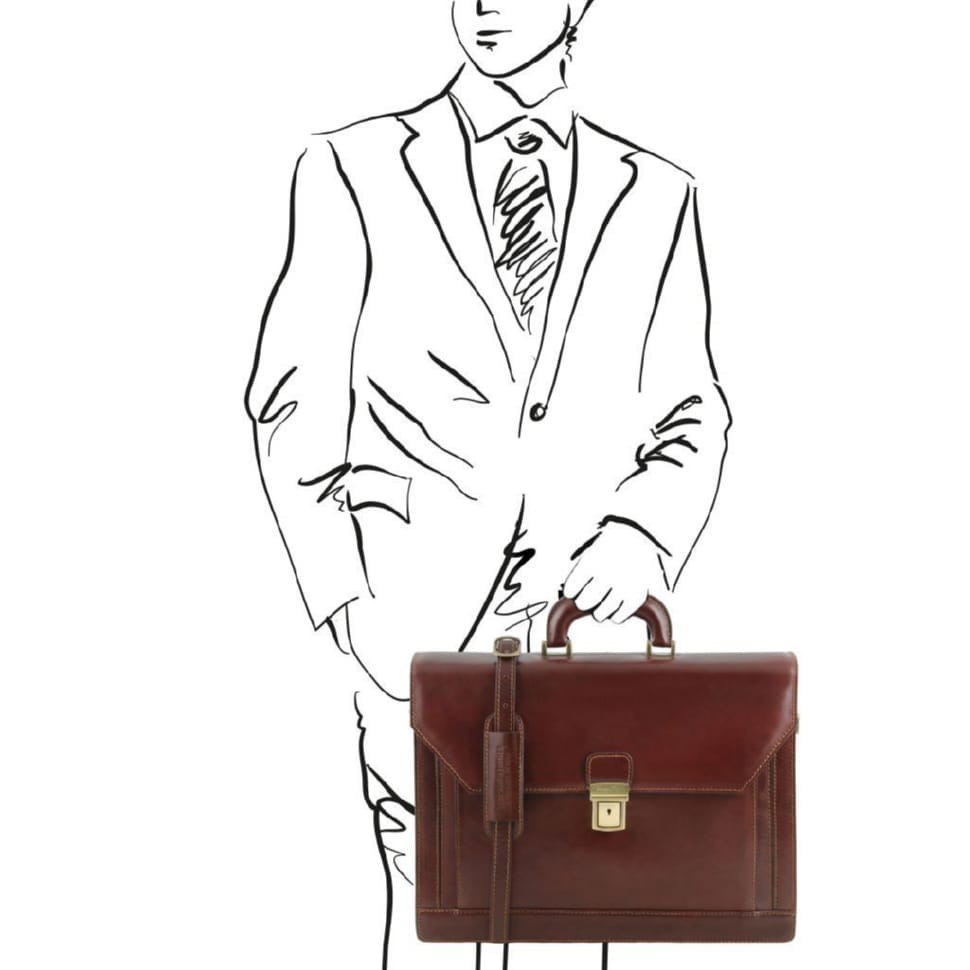 Roma Кожаный портфель на 3 отделения Tuscany TL141349