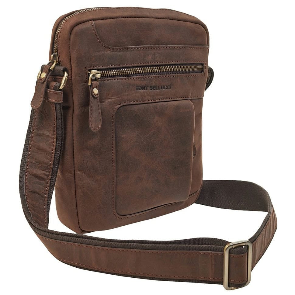 Сумка через плече шкіряна Tony Bellucci 5225-04 коричневий нубук