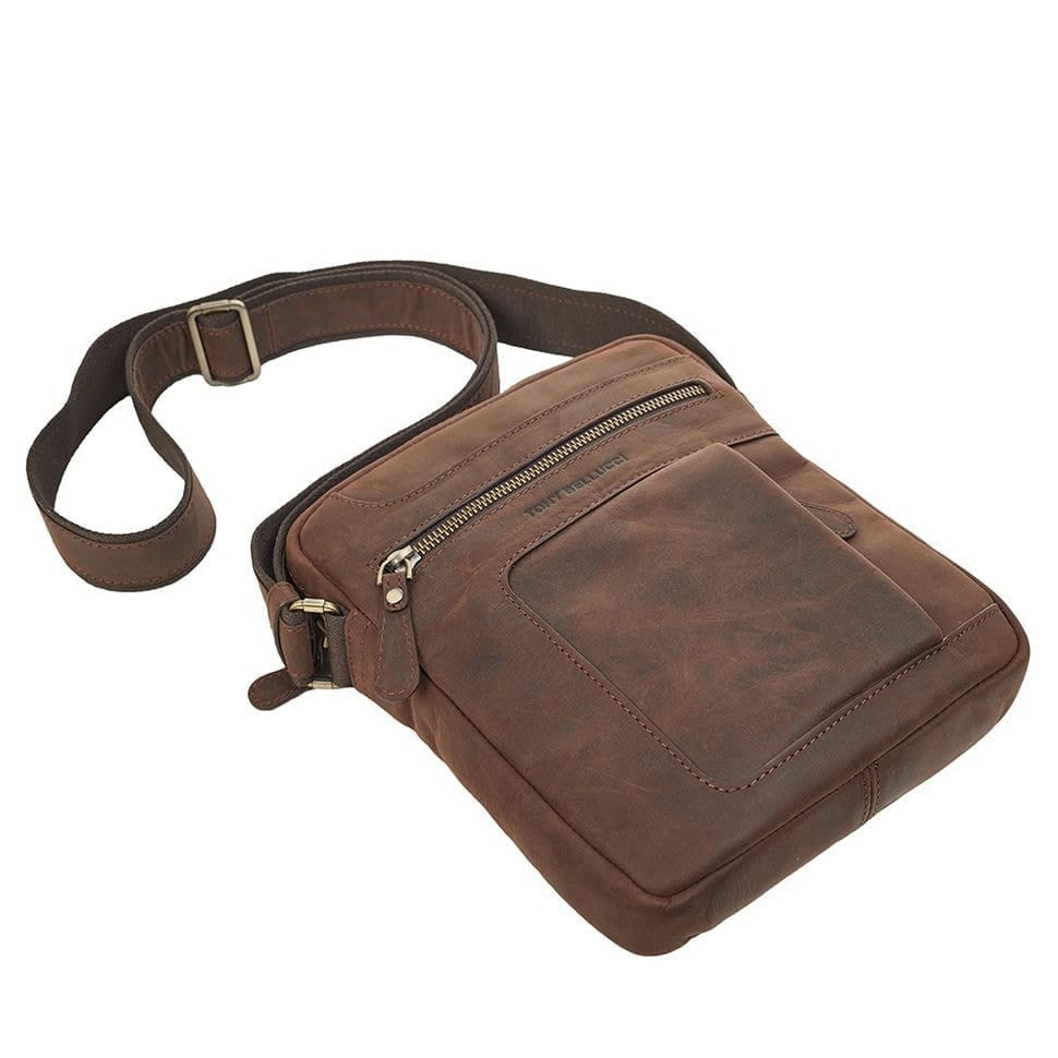 Сумка через плече шкіряна Tony Bellucci 5225-04 коричневий нубук