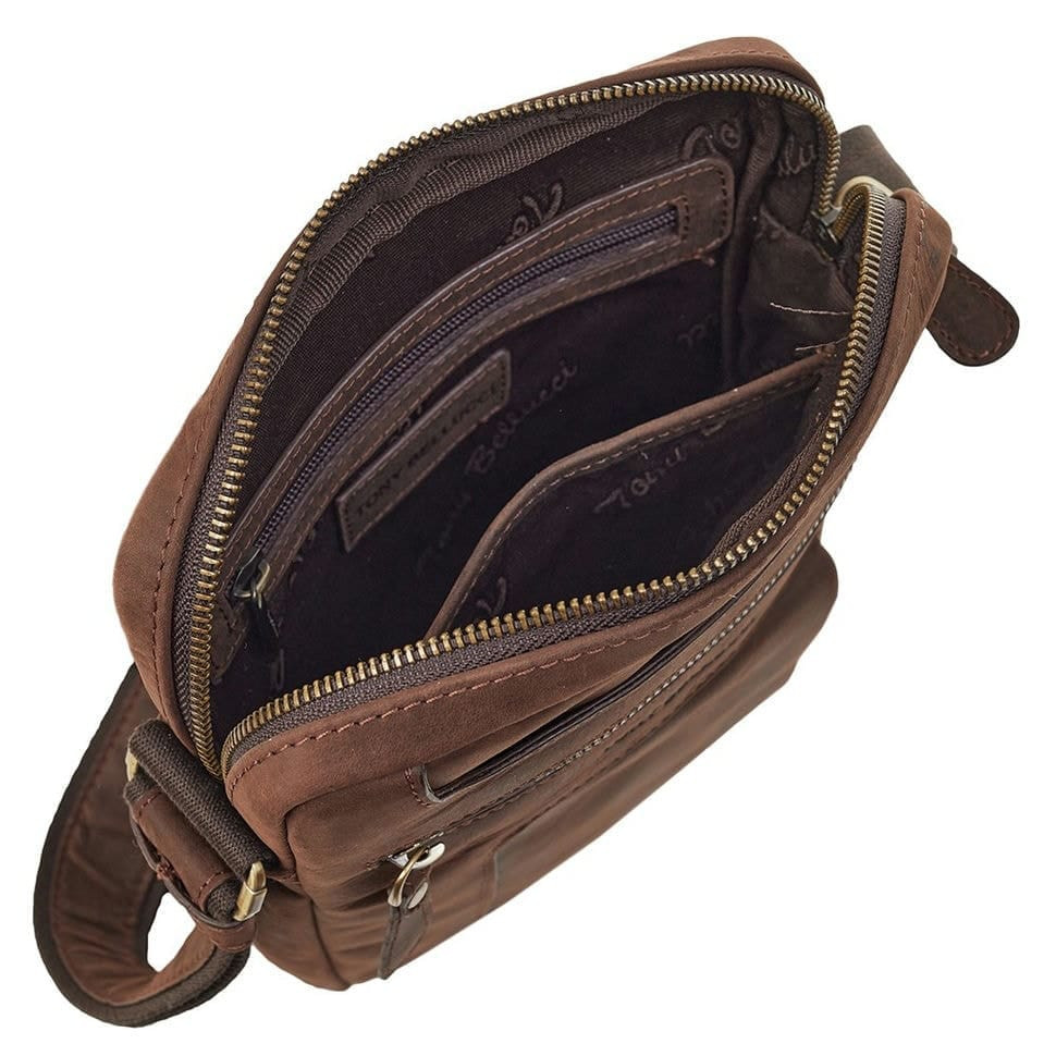 Сумка через плече шкіряна Tony Bellucci 5225-04 коричневий нубук