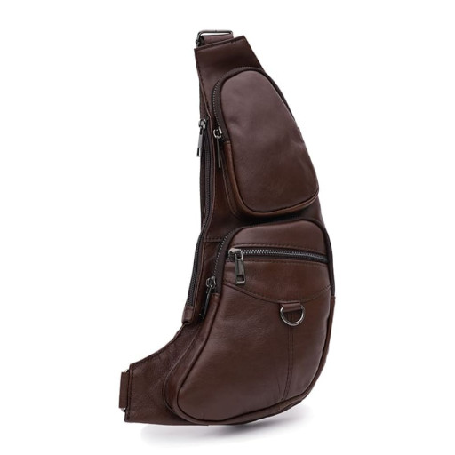 Чоловічий рюкзак шкіряний через плече Keizer K13761br-brown