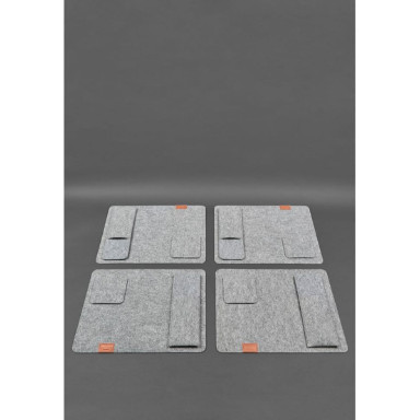 Felt table setting set for 4 persons light brown