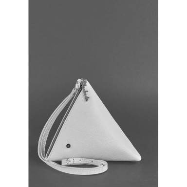 Women's leather cosmetic bag Pyramid white