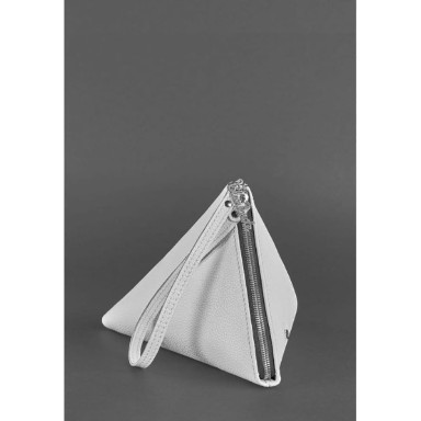 Women's leather cosmetic bag Pyramid white