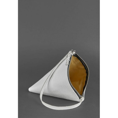 Women's leather cosmetic bag Pyramid white