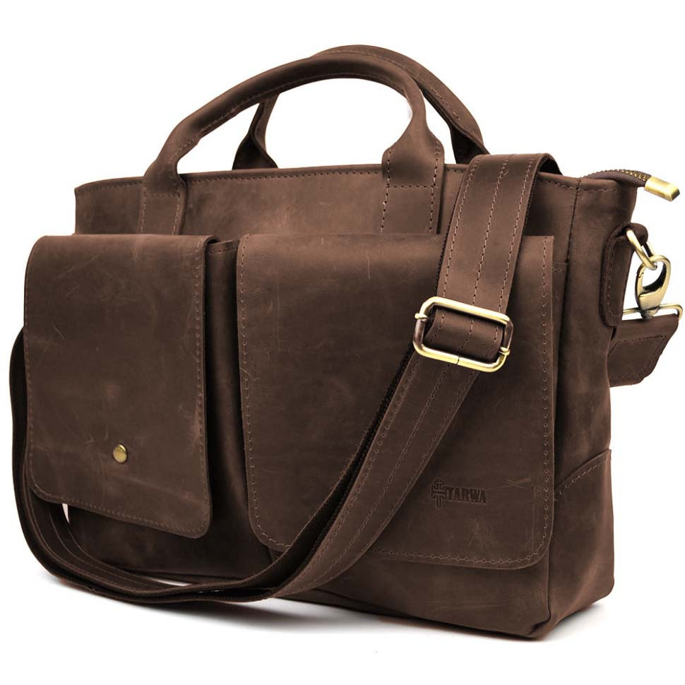 Сумка-портфель чоловіча на плече із ручками TARWA Коричневий RC-3990-3md