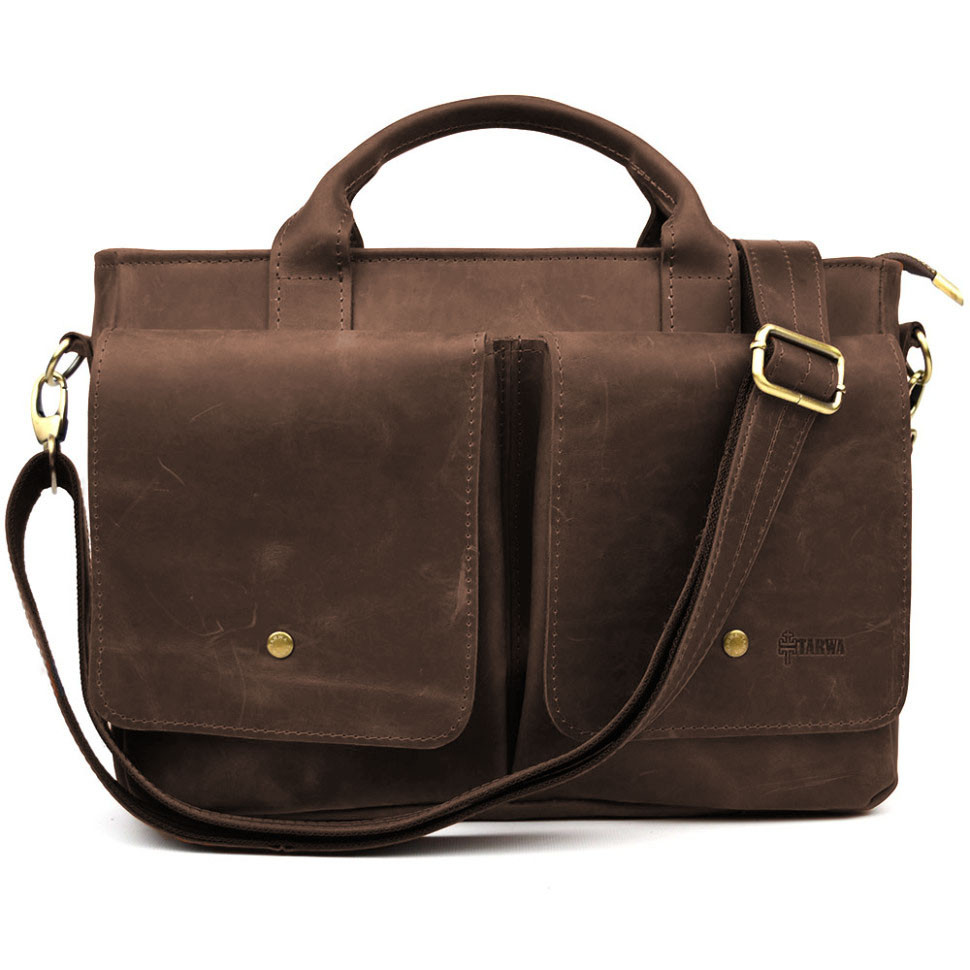 Сумка-портфель чоловіча на плече із ручками TARWA Коричневий RC-3990-3md