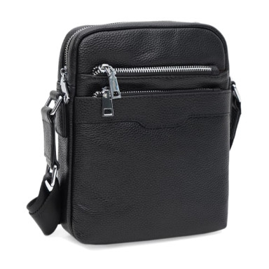 Men's leather bag Ricco Grande K16507bl-black
