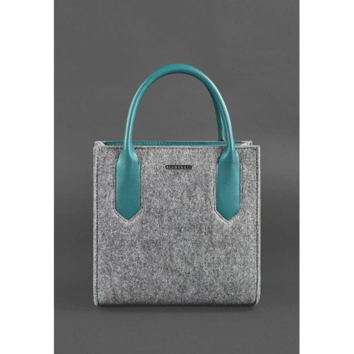 Фетрова жіноча сумка-кроссбоді Blackwood зі шкіряними бірюзовими вставками