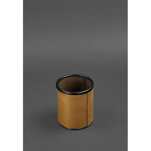 Склянка для ручок у шкіряному чохлі жовтий Crazy Horse