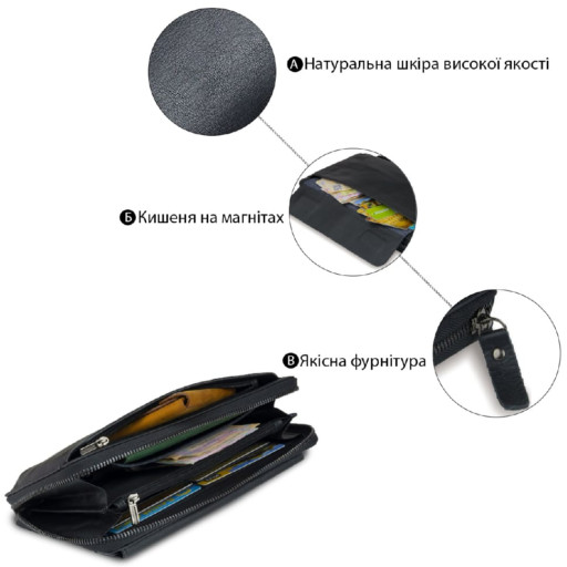 Чоловічий клатч-барсетка з ремінцем на руку Vintage 14654 Чорний