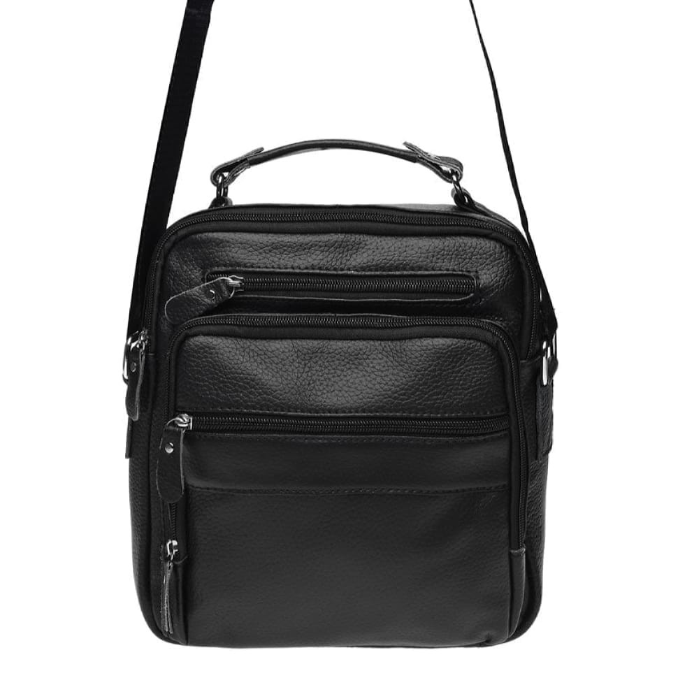 Чоловіча шкіряна сумка на плече Borsa Leather K15112-black