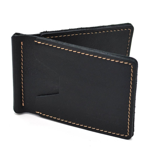 Шкіряний затиск для грошей мякий чорний GAw-hold-001 TARWA