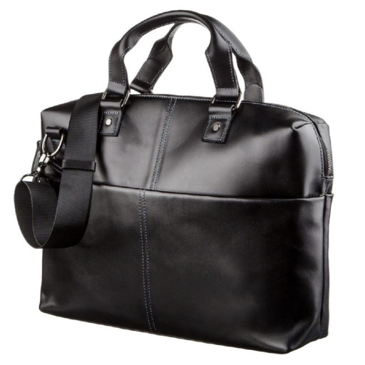 Сумка для ноутбука з гладкої шкіри SHVIGEL 11248 Чорна