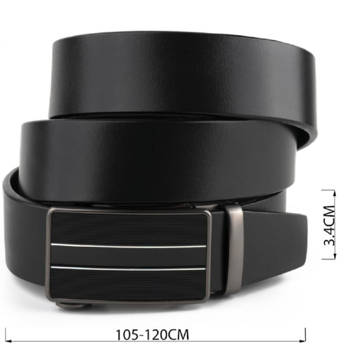 Ремінь чоловічий з автоматичною пряжкою та смужками Vintage 20330 Чорний