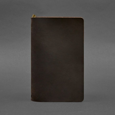 Leather notepad (soft book) 8.0 with elastic band dark brown Crazy Horse