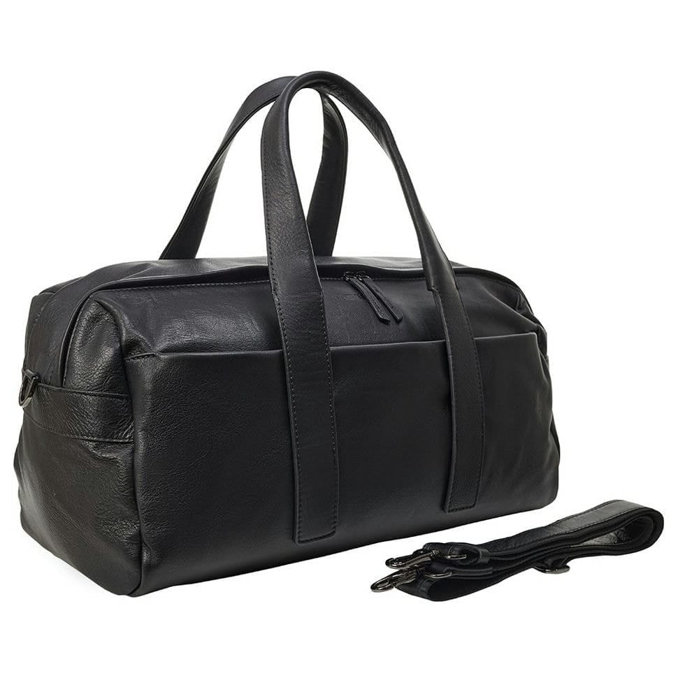 Сумка дорожня шкіра BOND 1137-101 чорна гладка